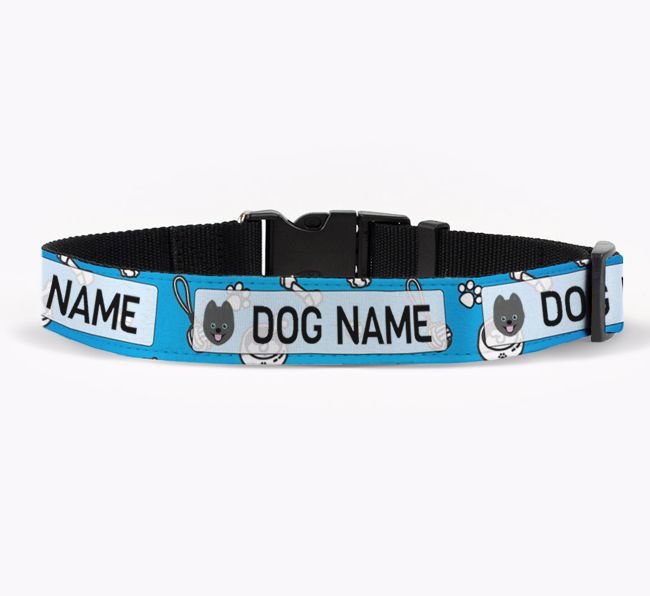 Personalised Fabric Collar with Dog Pattern and {breedFullName} Icon for {dogsName}